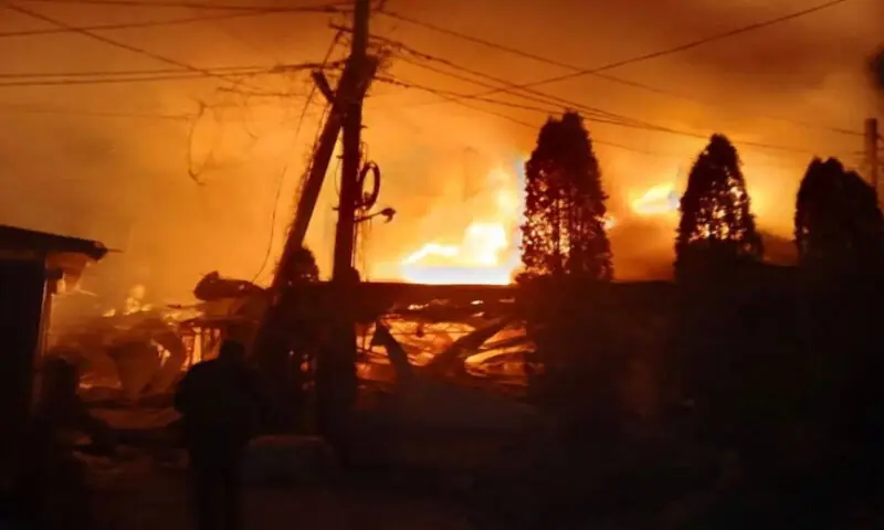 Flames and smoke rise from a fire following what Russian-installed authorities described as an overnight Ukrainian drone strike on a hotel and cafe, amid the ongoing Russia-Ukraine conflict in the village of Khorly, in the Kherson Region, a Russian-controlled area of Ukraine, on January 1, 2026. Reuters Flames and smoke rise from a fire following what Russian-installed authorities described as an overnight Ukrainian drone strike on a hotel and cafe, amid the ongoing Russia-Ukraine conflict in the village of Khorly, in the Kherson Region, a Russian-controlled area of Ukraine, on January 1, 2026. Reuters