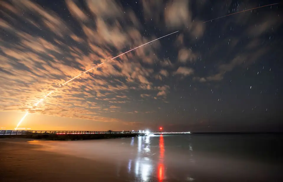 The SpaceX Falcon 9 rocket carrying Starlink satellites is seen over Sebastian Inlet. – Reuters The SpaceX Falcon 9 rocket carrying Starlink satellites is seen over Sebastian Inlet. – Reuters