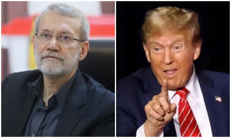Supreme National Security Council Secretary Ali Larijani and US President Donald Trump. Reuters file