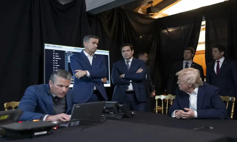 A photograph posted by US President Donald Trump on his Truth Social account shows him sitting near US Secretary of Defence Pete Hegseth as CIA Director John Ratcliffe and Secretary of State Marco Rubio stand as they watch the US military operation in Venezuela from Trump&rsquo;s Mar a Lago resort in Palm Beach, Florida. &ndash; Reuters