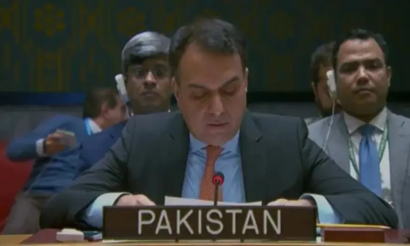 Pakistan&rsquo;s Acting Permanent Representative to the UN Ambassador Usman Jadoon addresses the UNSC meeting on the Venezuela&rsquo;s situation on January 5, 2025. &mdash; X/screengrab