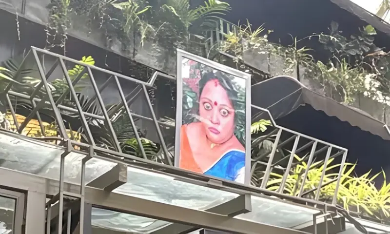 تعمیراتی سائٹس پر بڑی آنکھوں والی غصیل عورت کی تصویر، معاملہ کیا ہے؟