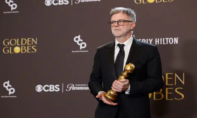 Paul Thomas Anderson poses with the Best Director - Motion Picture award for &ldquo;One Battle After Another&rdquo; at the 83rd Annual Golden Globes in Beverly Hills, California. &ndash; Reuters
