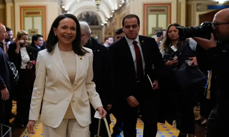 Venezuelan opposition leader Maria Corina Machado arrives at the US Capitol to meet US senators after she met with US President Donald Trump at the White House, in Washington, DC, US. &ndash; Reuters