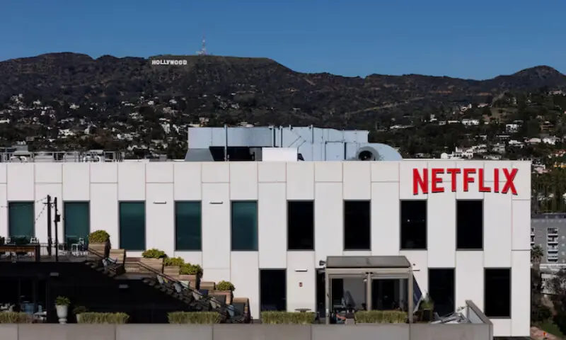 A drone view shows the Netflix logo on one of their buildings in the Hollywood neighbourhood of Los Angeles, California. &ndash; Reuters