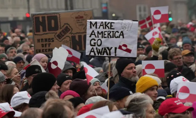 Protesters take part in a demonstration to show support for Greenland in Copenhagen, Denmark, on January 17, 2026. Reuters