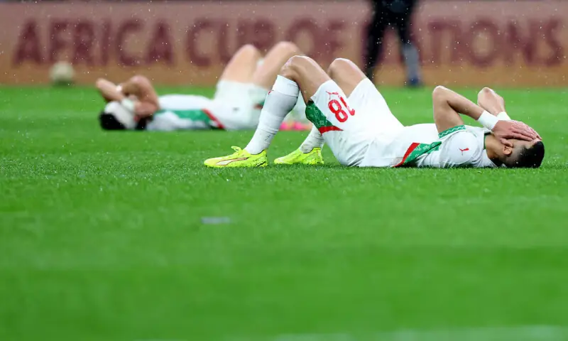 Morocco&rsquo;s Jawad El Yamiq looks dejected after the match against Senegal in Africa Cup of Nations in rabat. &ndash; Reuters