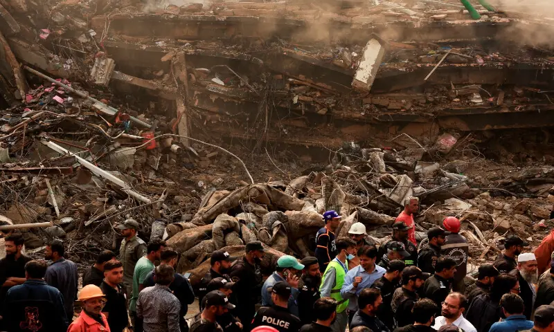 Police said the Gul Plaza building could collapse at any moment.