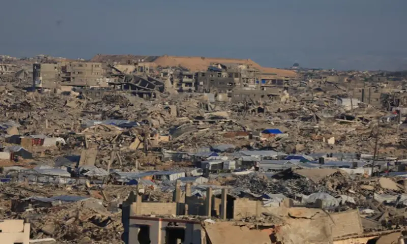 A general view of destroyed houses in areas marked as ‘Yellow Line’ by the Israeli military, in the east of Gaza City, on January 16, 2026. Reuters A general view of destroyed houses in areas marked as ‘Yellow Line’ by the Israeli military, in the east of Gaza City, on January 16, 2026. Reuters