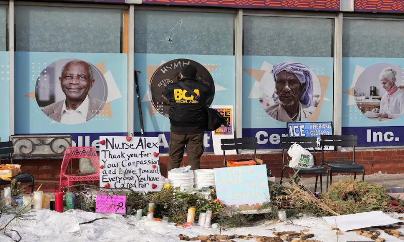 A member of the Bureau of Criminal Apprehension works at the site where a man identified as Alex Pretti was fatally shot by federal immigration agents in Minneapolis, Minnesota. &ndash; Reuters