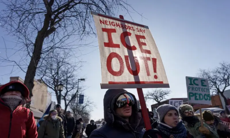 Demonstrators carry signs condemning Immigration and Customs Enforcement near the site where a man identified as Alex Pretti was fatally shot by federal agents trying to detain him, in Minneapolis, Minnesota, U.S., on January 24, 2026. Reuters Demonstrators carry signs condemning Immigration and Customs Enforcement near the site where a man identified as Alex Pretti was fatally shot by federal agents trying to detain him, in Minneapolis, Minnesota, U.S., on January 24, 2026. Reuters