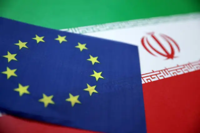 European Union and Iran flags. &ndash; Reuters file