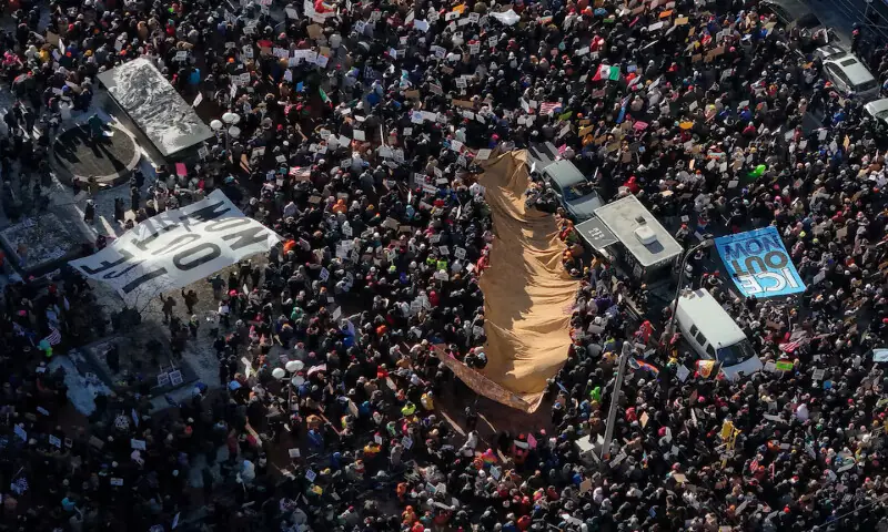 People gather in Minneapolis, Minnesota, in a protest against the US Immigration and Customs Enforcement. &ndash; Reuters