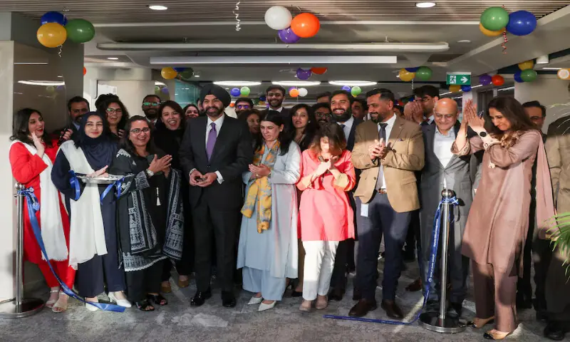 World Bank President Ajay Banga cuts a ribbon during the inauguration of the International Finance Corporation office in Karachi. &ndash; Reuters