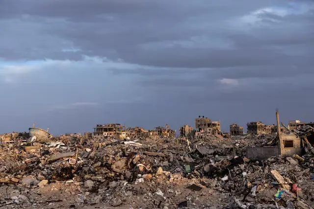 Building rubble in Rafah, in the southern Gaza Strip. &ndash; Reuters file
