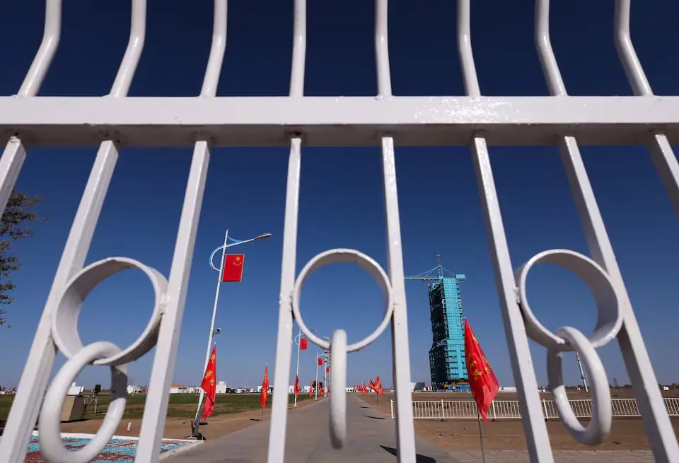 The launch pad for the Long March-2F rocket. &ndash; Reuters