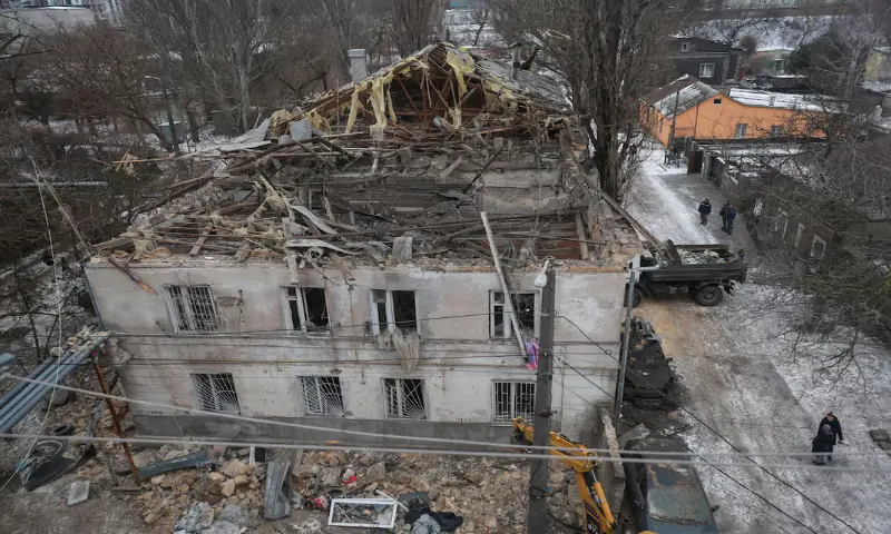 The apartment building hit by a Russian drone strike, amid Russia&rsquo;s attack on Ukraine, in Odesa region, Ukraine. &ndash; Reuters