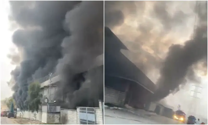 Initial information suggests that the fire erupted at a textile factory. Screengrab
