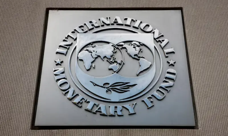 A view of the IMF logo at its headquarters in Washington, DC. &ndash; Reuters