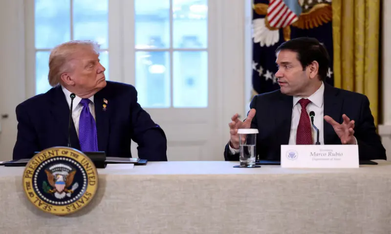 US President Donald Trump and Secretary of State Marco Rubio attend a meeting with oil industry executives at the White House in Washington, DC, US. &ndash; Reuters