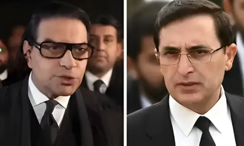 Salman Akram Raja and Barrister Gohar Khan. File photos