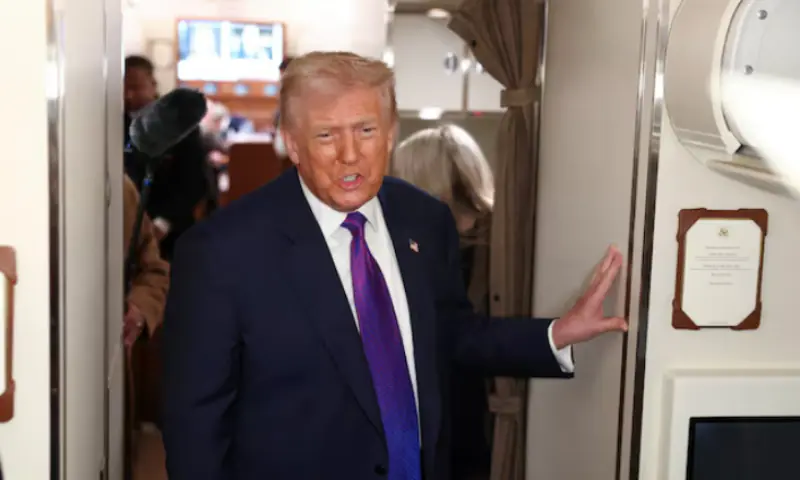 US President Donald Trump speaks to reporters aboard Air Force One. – Reuters US President Donald Trump speaks to reporters aboard Air Force One. – Reuters