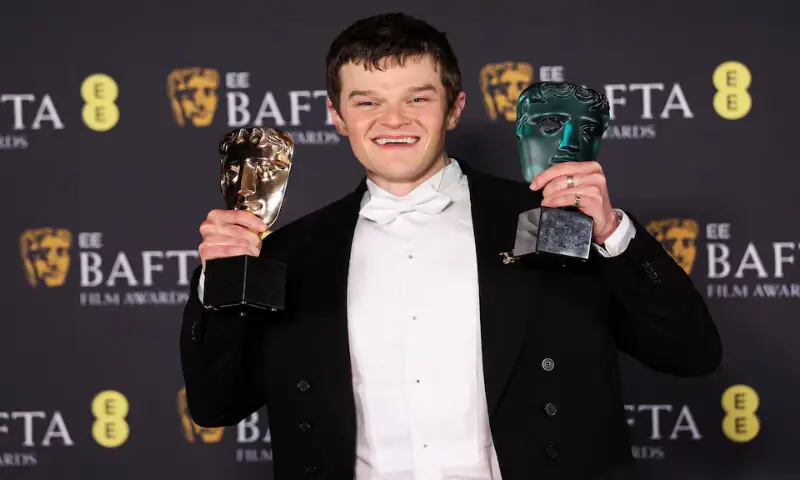 Robert Aramayo poses with the Leading Actor Award and the Bafta Rising Star Award for ‘I Swear’ at the 2026 British Academy of Film and Television Awards at the Royal Festival Hall in the Southbank Centre, London. – Reuters Robert Aramayo poses with the Leading Actor Award and the Bafta Rising Star Award for ‘I Swear’ at the 2026 British Academy of Film and Television Awards at the Royal Festival Hall in the Southbank Centre, London. – Reuters