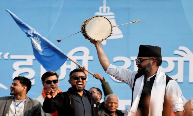 Balendra Shah, former mayor of Kathmandu popularly known as “Balen”, who according to party officials, will become prime minister under an internal agreement if the Rastriya Swatantra Party (RSP) wins the March 5 elections, plays a “damru” percussion instrument during an election campaign in Janakpur, Nepal. – Reuters Balendra Shah, former mayor of Kathmandu popularly known as “Balen”, who according to party officials, will become prime minister under an internal agreement if the Rastriya Swatantra Party (RSP) wins the March 5 elections, plays a “damru” percussion instrument during an election campaign in Janakpur, Nepal. – Reuters