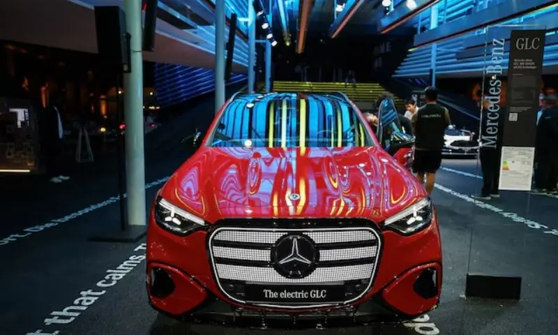 Mercedes-Benz display their latest electric GLC model during a world premiere, ahead of the IAA auto show, in Munich, Germany. – Reuters Mercedes-Benz display their latest electric GLC model during a world premiere, ahead of the IAA auto show, in Munich, Germany. – Reuters