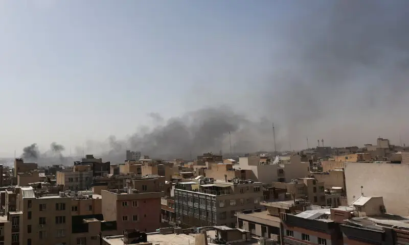 Smoke rises following an explosion in Tehran, Iran, on Saturday. – Reuters Smoke rises following an explosion in Tehran, Iran, on Saturday. – Reuters