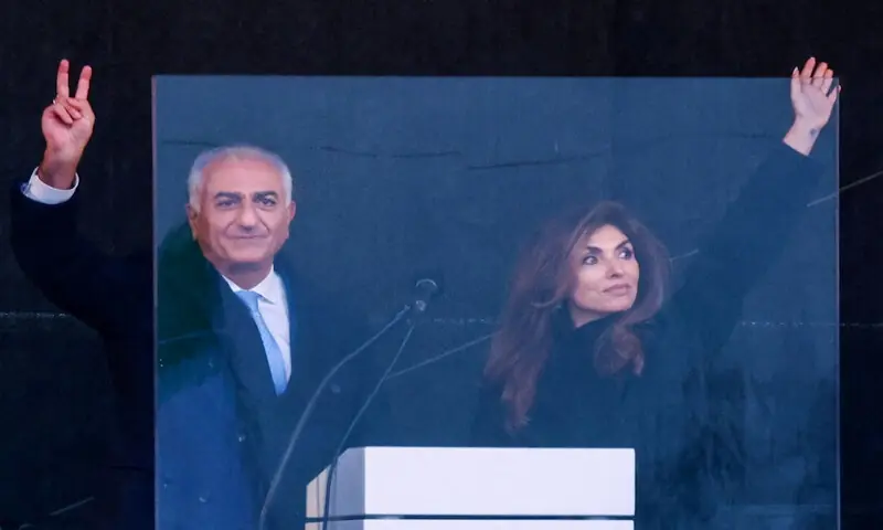 Reza Pahlavi, the exiled son of Iran&rsquo;s last shah, and his wife Yasmine attend a demonstration in Munich, Germany. &ndash; Reuters file