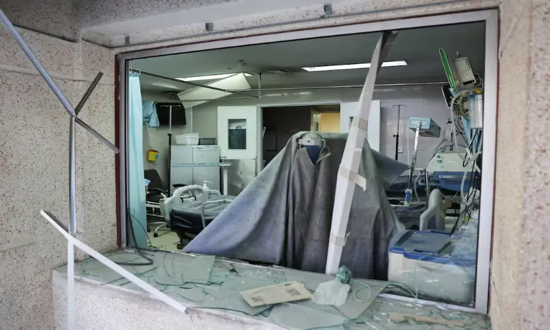 A view of destroyed window blinds and debris following an Israeli and US strike on Motahhari Hospital  in Tehran, Iran. &ndash; Reuters