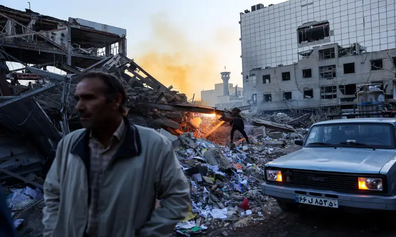 Aftermath of an Israeli and the US strike on a police station  in Tehran, Iran. &ndash; Reuters