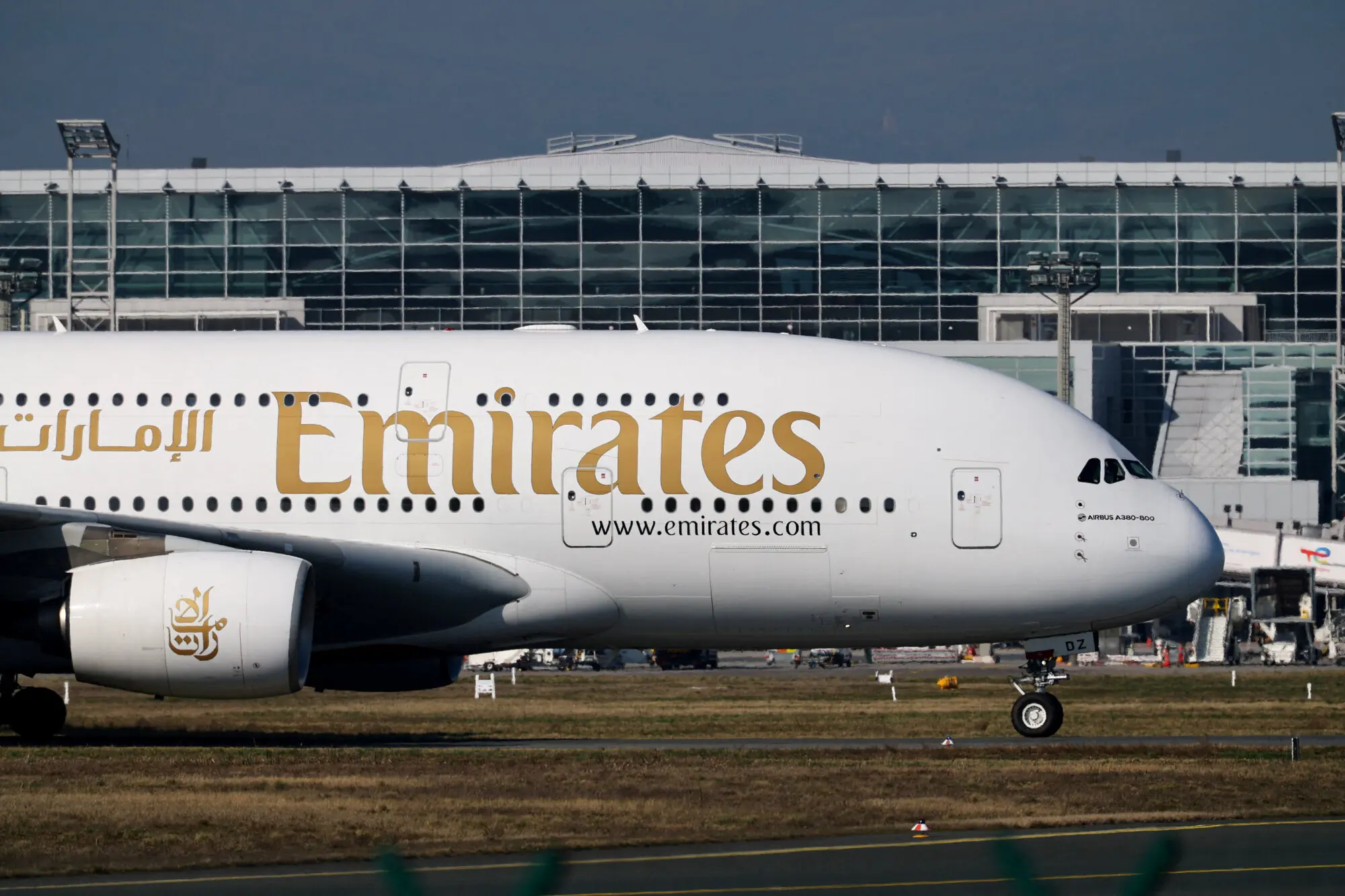 An Emirates plane with German tourists evacuated from the Middle East arrives from Dubai, amid the U.S.-Israeli conflict with Iran, at the airport in Frankfurt, Germany. &ndash; Reuters
