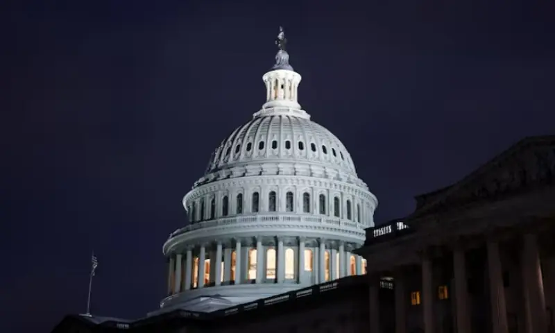 A view of the U.S. Capitol building at night in Washington, D.C., U.S., on March 2, 2026. Reuters file