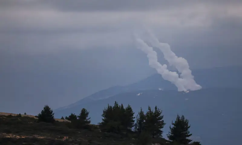 Smoke rises as projectiles are fired from Lebanon towards Israel following an escalation between Hezbollah and Israel as seen from the Israel-Lebanon border in northern Israel. &ndash; Reuters