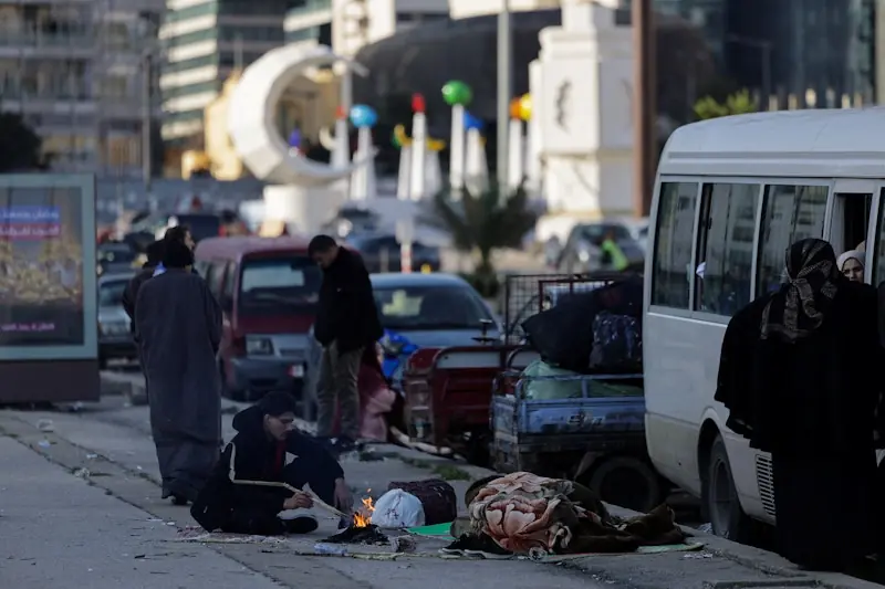 People displaced from the southern suburbs of Beirut, Martyrs&rsquo; Square. &ndash; Reuters