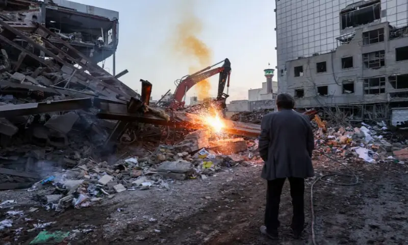 The aftermath of an airstrike on a police station in Tehran, Iran, on March 2. Reuters
