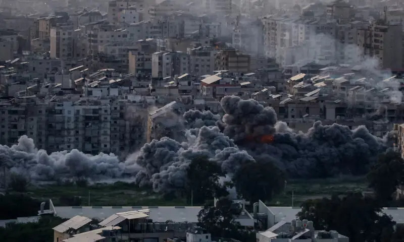 Smoke rises after an Israeli strike on Beirut&rsquo;s southern suburbs in Lebanon. &ndash; Reuters