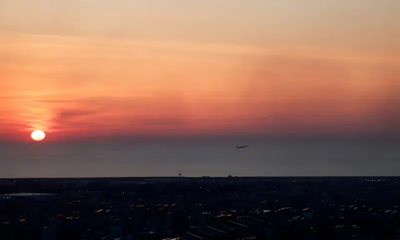 A plane takes off from Rafik Hariri Airport following an escalation between Hezbollah and Israel in Beirut, Lebanon. &ndash; Reuters