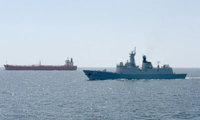 Pakistan Navy ship escorting Pakistani merchant vessel during Operation Muhafiz-ul-Bahr. ISPR Pakistan Navy ship escorting Pakistani merchant vessel during Operation Muhafiz-ul-Bahr. ISPR