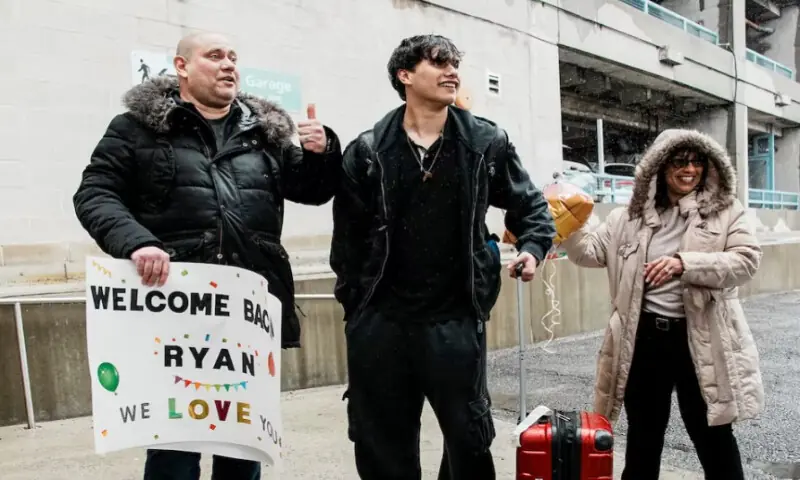 Ryan Rivera arrives via U.S. government chartered flight at John F. Kennedy International Airport, amid the U.S.-Israel conflict with Iran, in New York City, U.S., on March 5, 2026. Reuters
