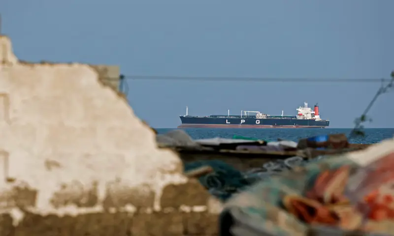 An LPG gas tanker at anchor as traffic is down in the Strait of Hormuz, amid the US-Israeli conflict with Iran, in Shinas, Oman. &ndash; Reuters