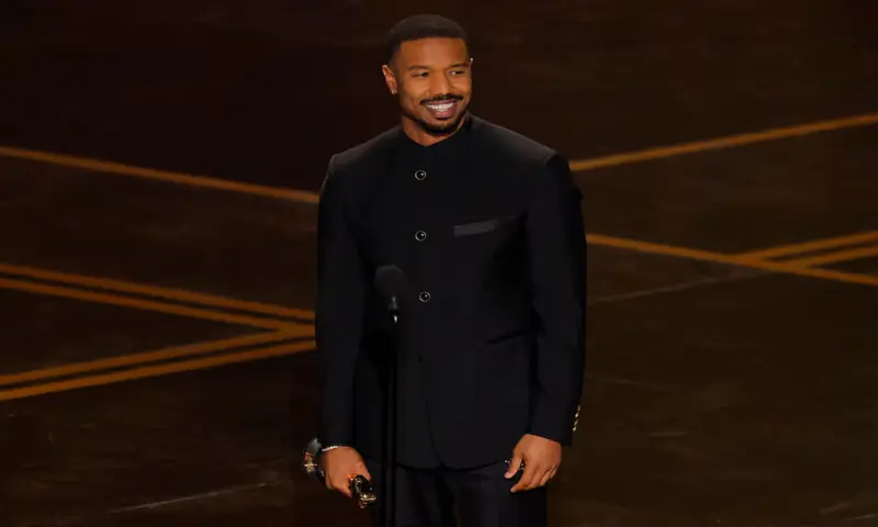 Michael B. Jordan accepts the Oscar for Best Actor for &ldquo;Sinners&rdquo;. &ndash; Reuters