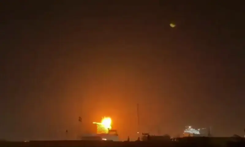 This video grab taken from UGC images posted on social media on March 16, 2026, show a fire on the roof of the Royal Tulip Al-Rasheed hotel, a luxury hotel in Baghdad&rsquo; fortified Green Zone that is frequently used by foreign diplomats. AFP