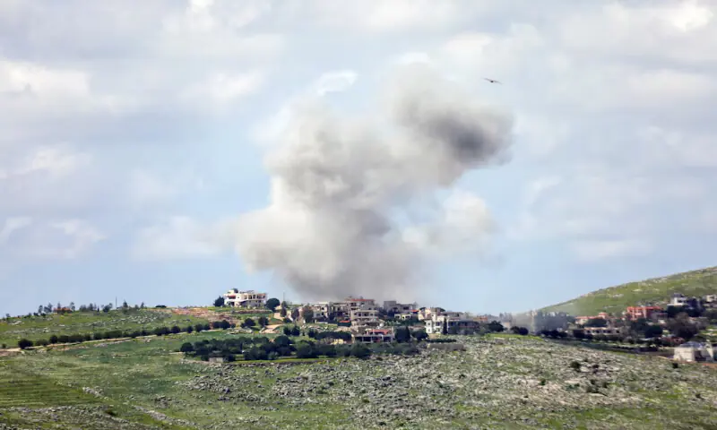 Smoke rises after an Israeli strike in southern Lebanon on Tuesday. &ndash; Reuters