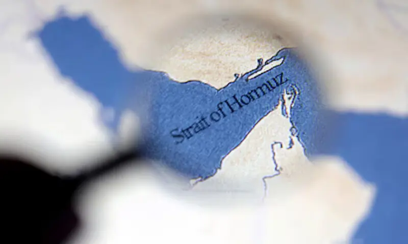 A map showing the Strait of Hormuz is seen in this illustration. &ndash; Reuters