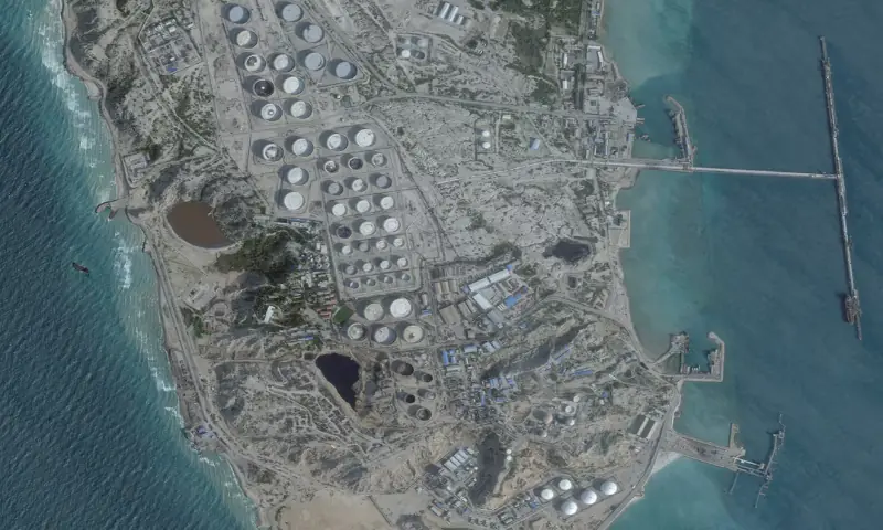 A satellite image shows an oil terminal at Kharg Island, Iran. &ndash; Reuters