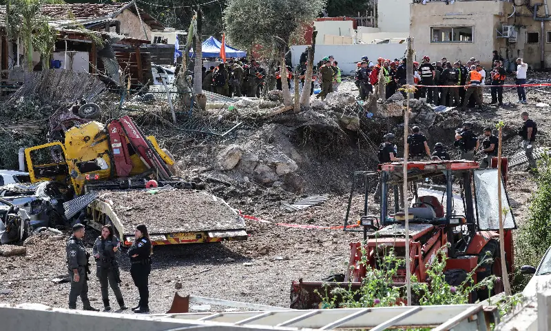 First responders and security forces work at the site of a projectile strike in Eshtaol, near Beit Shemesh in central Israel, on March 28, 2026. AFP First responders and security forces work at the site of a projectile strike in Eshtaol, near Beit Shemesh in central Israel, on March 28, 2026. AFP