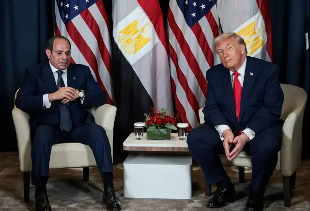 U.S. President Donald Trump holds a bilateral meeting with Egyptian President Abdel Fattah al-Sisi at the World Economic Forum (WEF) in Davos, Switzerland. &ndash; Reuters